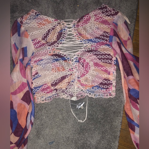 Free People All Eyes on You Mesh Bell Sleeve Top - Picture 5 of 7